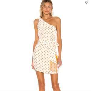 House of Harlow 1960 x Revolve White and Amber Polka Dot Mini Dress - NEVER WORN